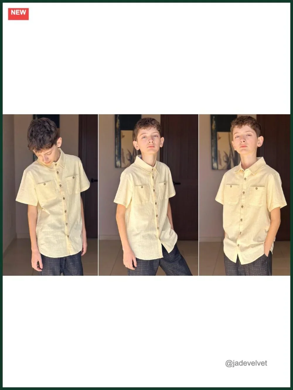 Boys Short Sleeve Button Down Shirt 2 Pockets Kids 4-12 Cotton Casual